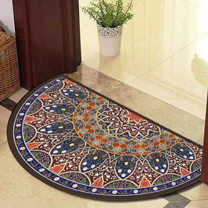 Blue Half-Moon Doormat - Non-Slip & Washable Indoor/Outdoor Welcome Rug