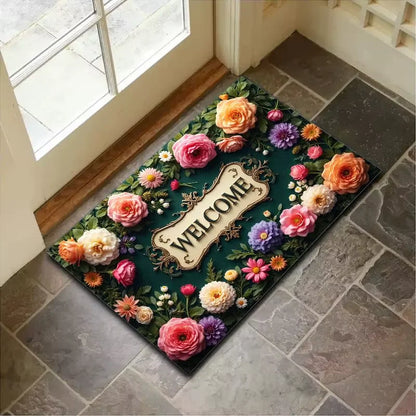Retro Summer Doormat - Anti-Slip Welcome Mat for Indoor & Outdoor Entrance Decor