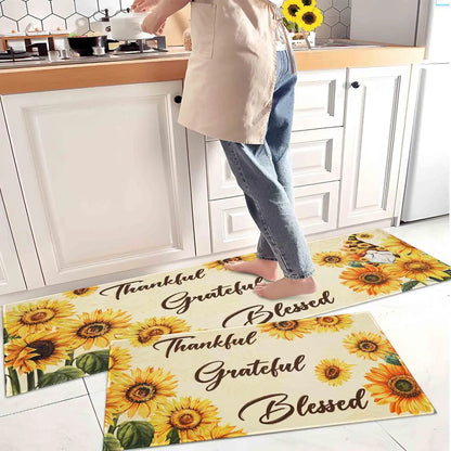 2-Pack Kitchen Rugs and Mats, Non-Slip Washable Floor Mat Set, Stain Resistant Coffee Brown Rugs, Kitchen Sink & Stove Mats