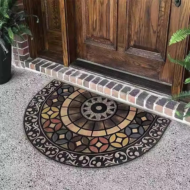 Semi-Circular Outdoor Doormat - Welcome Garden Rug for Entrance & Patio