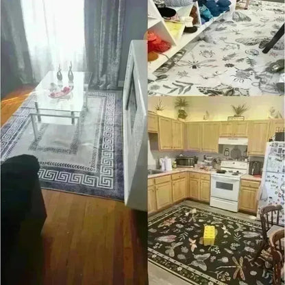 Grid Pattern Washable Rug - Super Soft & Non-Slip Area Carpet for Modern Living Room