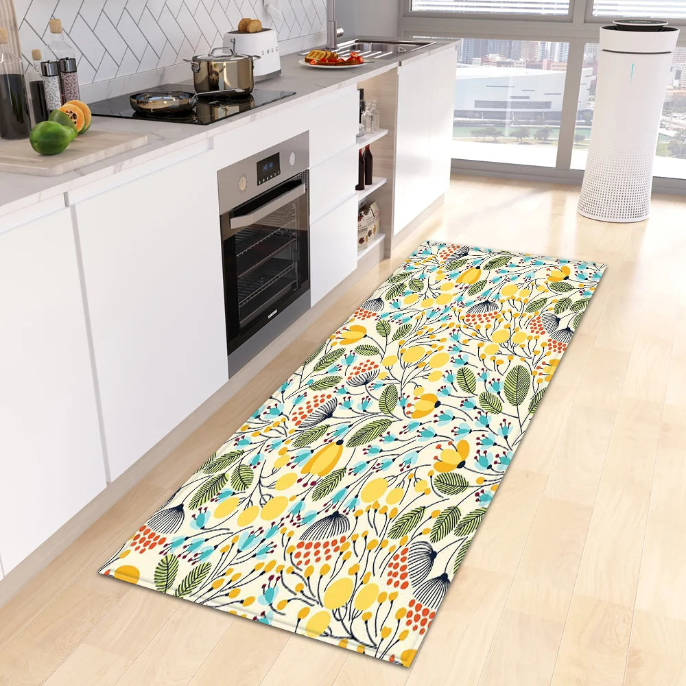 Tropical Leaves Doormat - Non-Slip & Washable for Kitchen & Entrance