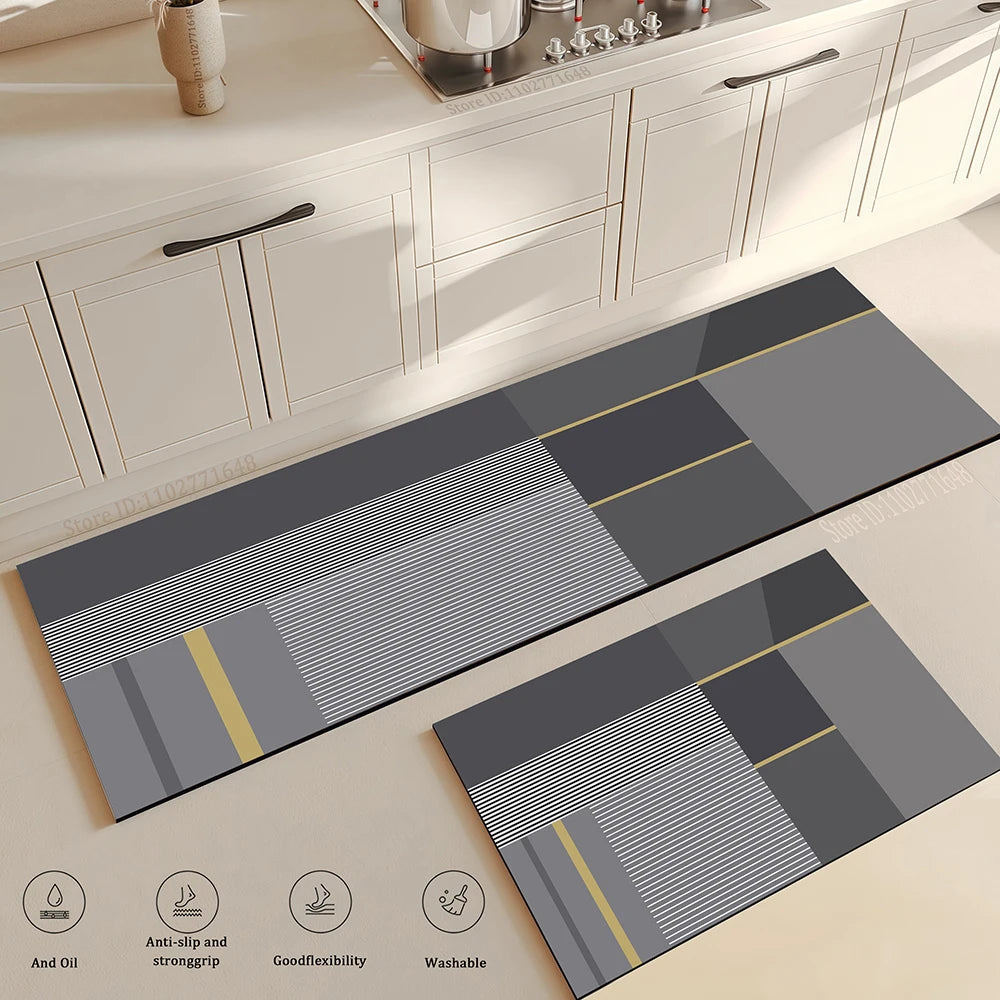 Long Absorbent Kitchen Runner Rug - Anti-Slip Floor Mat for in Front of Sink & Stove