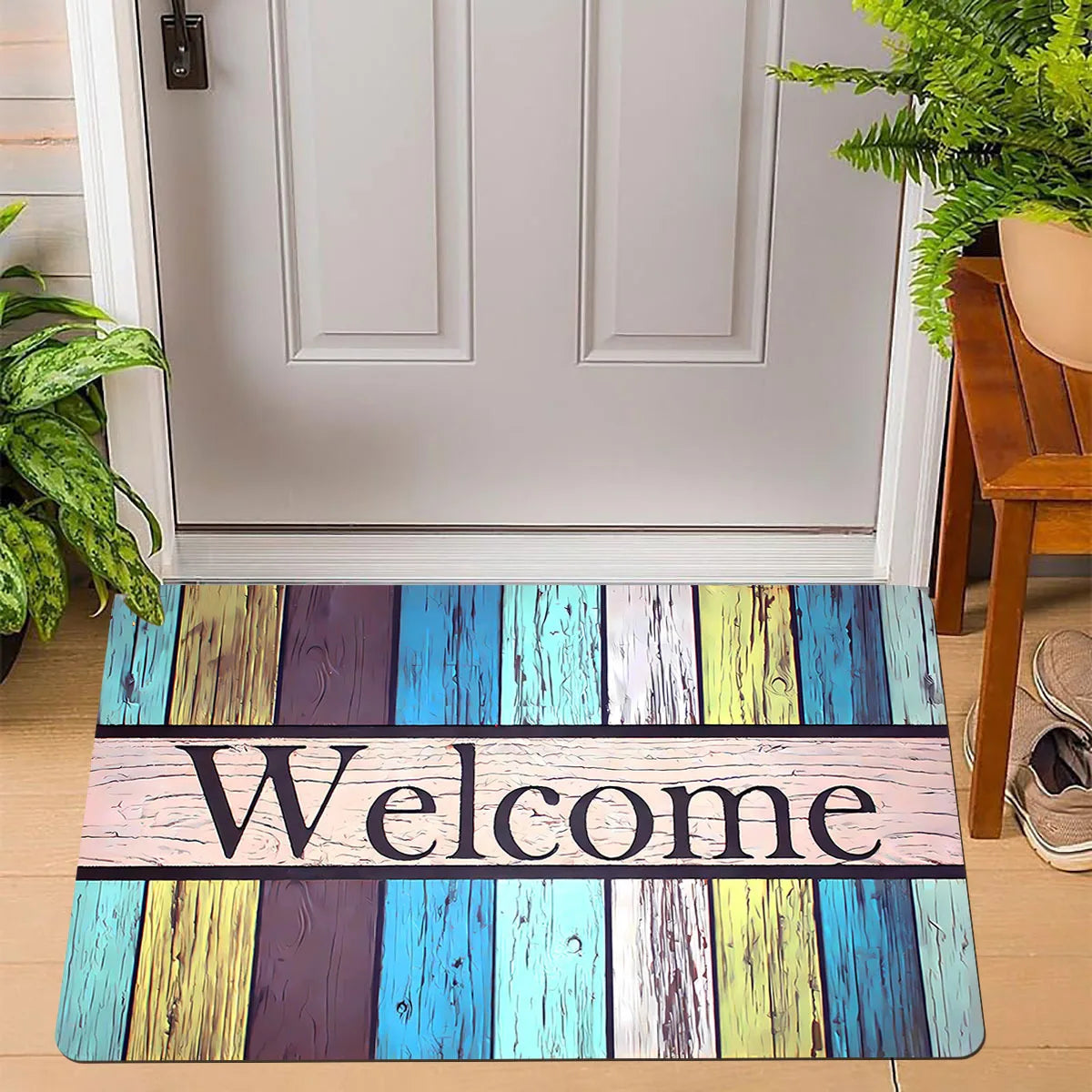 Retro Plush Doormat - Crystal Velvet Entrance Rug, Dirt Resistant & Easy Clean