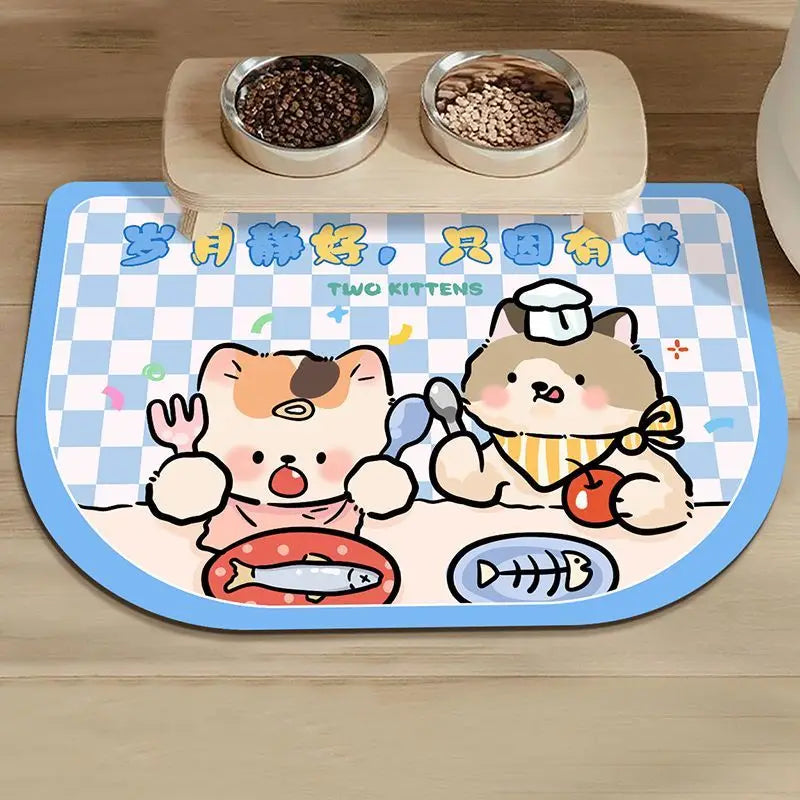 Quick-Dry Pet Feeding Mat - Easy Wipe Clean, Anti-Spill Tray for Dog & Cat Bowls