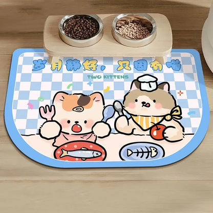 Quick-Dry Pet Feeding Mat - Easy Wipe Clean, Anti-Spill Tray for Dog & Cat Bowls