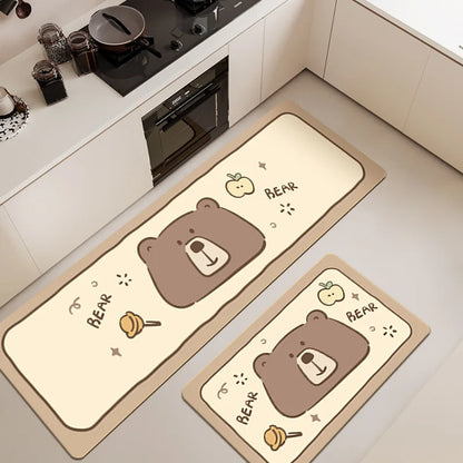 Cartoon Diatomite Kitchen Mat - Oil & Water Absorbent, Non-Slip Floor Pad
