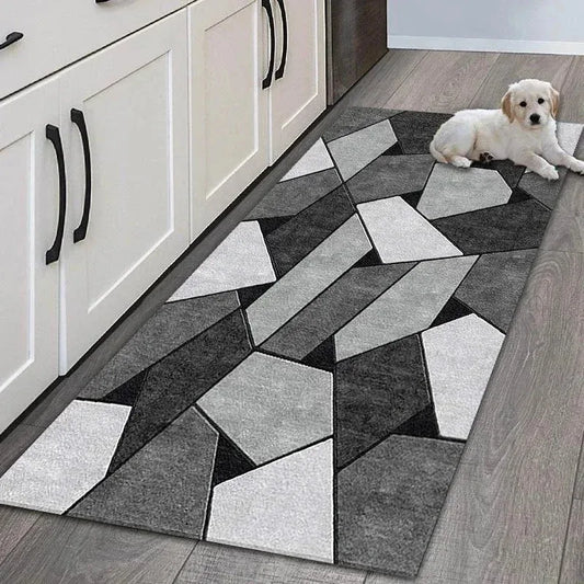 Geometric Area Rug - Non-Slip & Durable for Living Room, Hallway & Entrance
