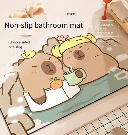 Capybara Diatomite Bath Mat - Quick-Dry, Absorbent & Non-Slip Bathroom Floor Rug