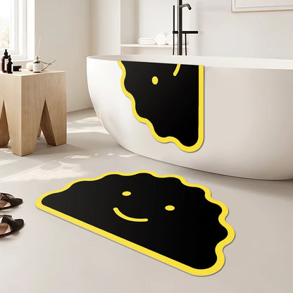 Cat Shaped Bath Mat, Diatomaceous Earth Quick Dry Mat, Funny Cat Lovers Gift, Absorbent Non-Slip Bathroom Rug, Black Cat Decor