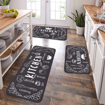 Washable Kitchen Mat with Sponge Comfort - Absorbent, Non-Slip & Waterproof Floor Rug