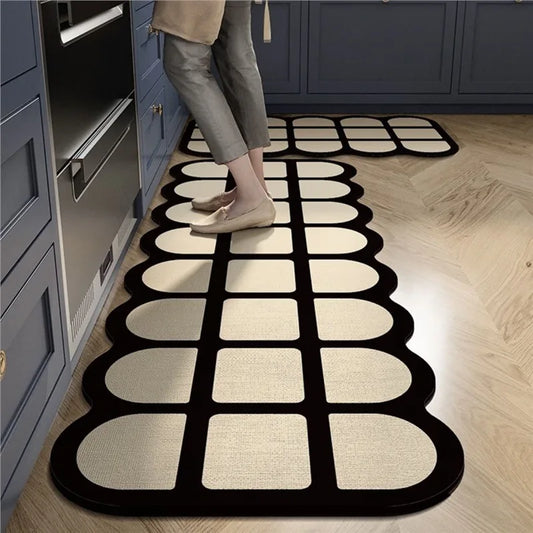 Light Luxury Diatomite Kitchen Mat 2-Piece Set - Absorbent & Anti-Slip Runner Rugs