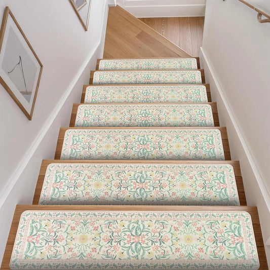 Floral Diatomite Stair Treads - Anti-Slip & Durable Step Mats for Home Decor