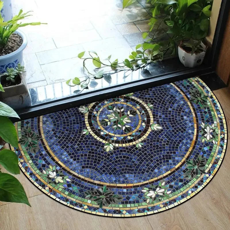 Soft Flannel Half-Moon Doormat - Plush & Comfortable for Indoor Entrance