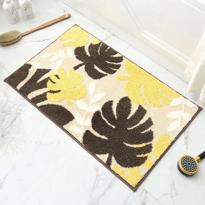 Cashmere Superfine Sand Bath Mat, Ultra Soft Non-Slip Bathroom Rug, Absorbent Microfiber Doormat, Leaf Green Entrance Carpet