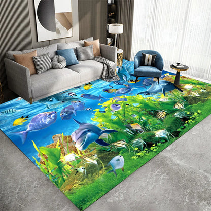 3D Ocean Animal Area Rug - Underwater World Colorful Carpet for Bedroom, Living Room, Kitchen