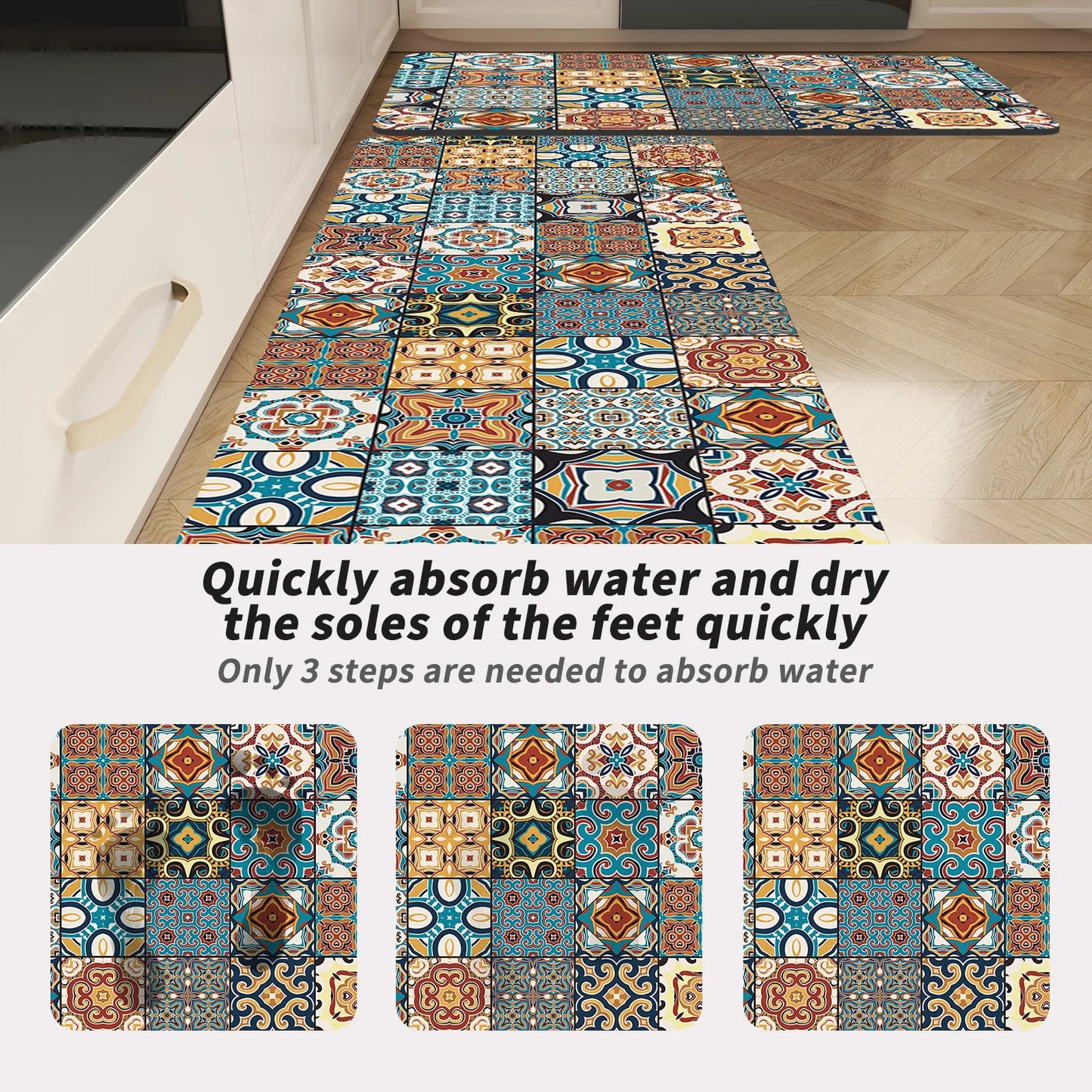 Super Absorbent Kitchen Runner - Waterproof & Washable Long Floor Mat