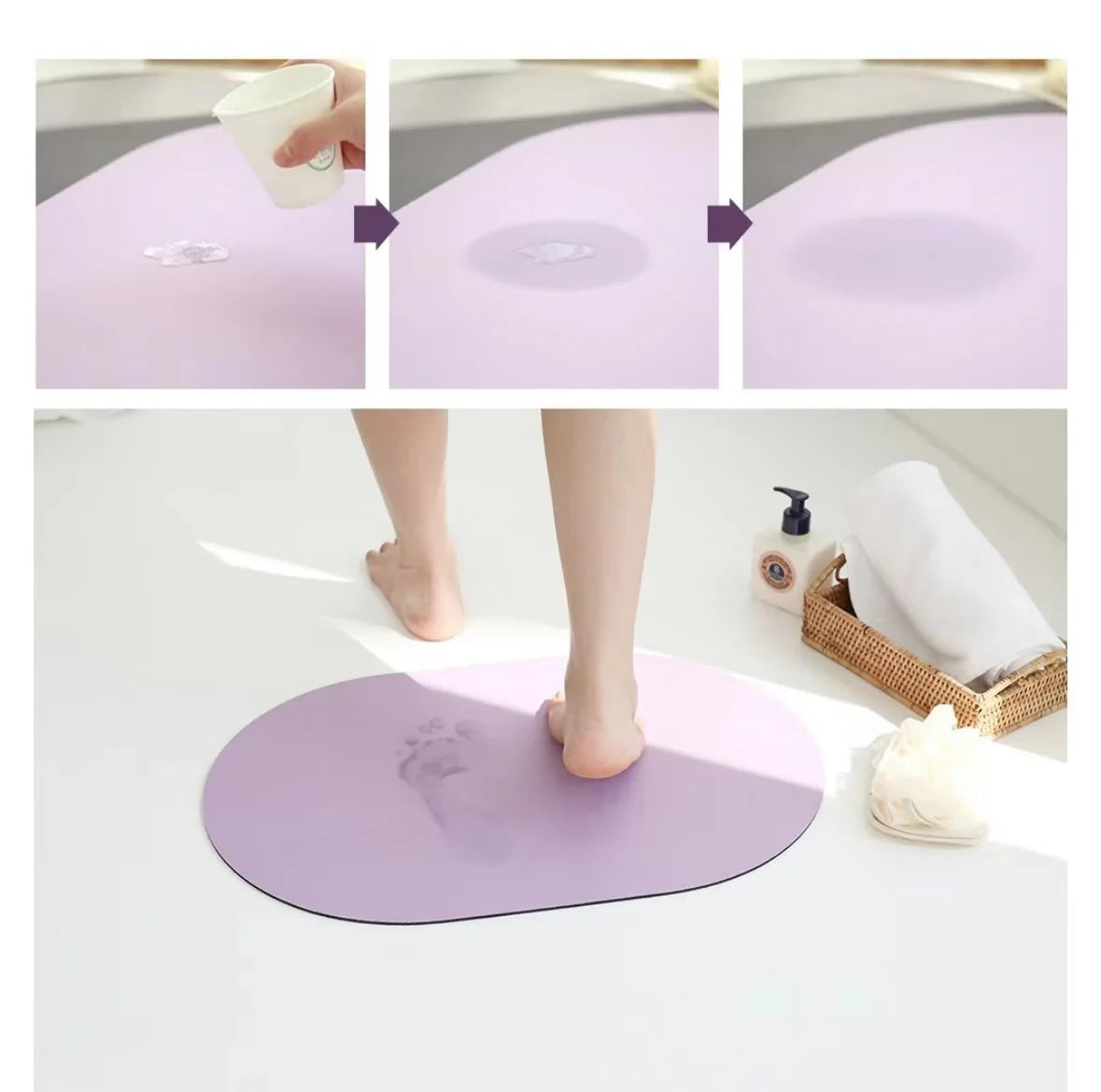 Solid Color Diatomite Bath Mat - Super Absorbent, Quick-Dry & Non-Slip Bathroom Rug