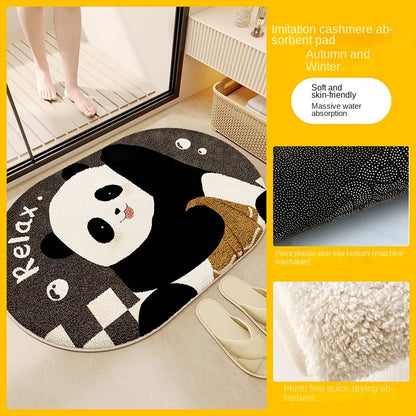 Panda Plush Bath Mat - Super Absorbent & Non-Slip Faux Cashmere Rug