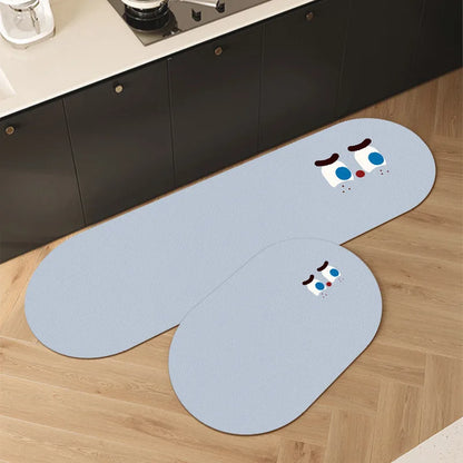 Cartoon Diatomite Kitchen Runner (1 or 2-Pack) - Absorbent & Non-Slip Floor Mat
