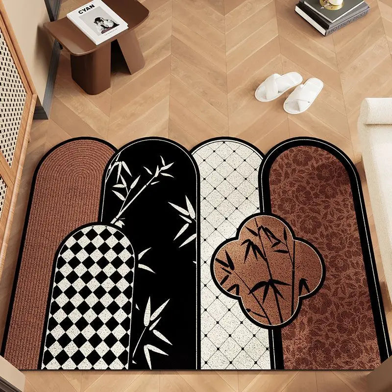 Floral Scraper Doormat - Dirt Trapping & Anti-Slip Entrance Mat for Heavy-Duty Use