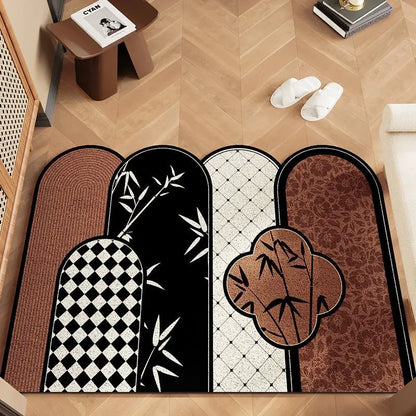 Floral Scraper Doormat - Dirt Trapping & Anti-Slip Entrance Mat for Heavy-Duty Use