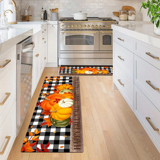 Thanksgiving Doormat - Autumn Festive Rug for Kitchen & Entrance, Easy to Clean