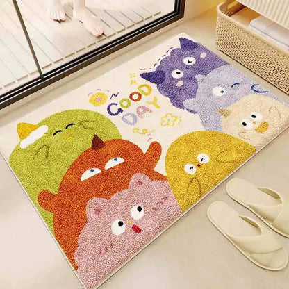 Cartoon Plush Bath Mat - Super Absorbent & Dirt Resistant Faux Cashmere Rug