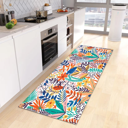 Tropical Leaves Doormat - Non-Slip & Washable for Kitchen & Entrance