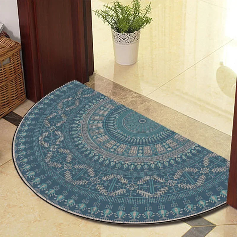 Retro Half-Moon Doormat - Vintage Style Entrance Rug for Living Room & Bedroom