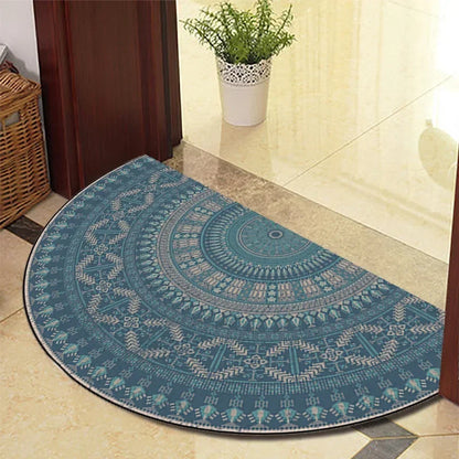 Retro Half-Moon Doormat - Vintage Style Entrance Rug for Living Room & Bedroom