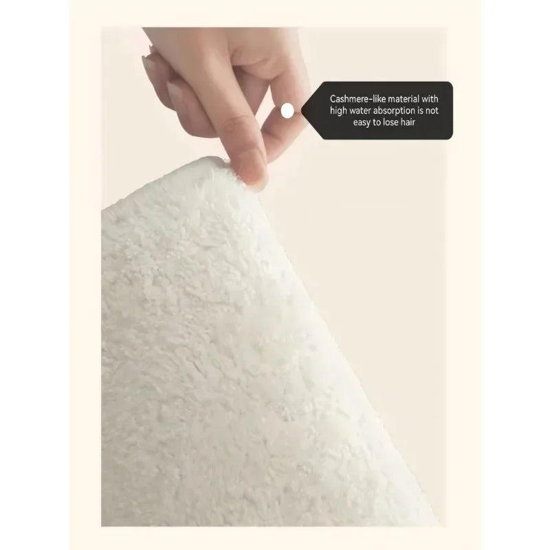 Quick Drying Bath Mat, Absorbent Non-Slip Bathroom Rug, Imitation Cashmere Toilet Mat, Small Fresh Style Floor Carpet for Entrance