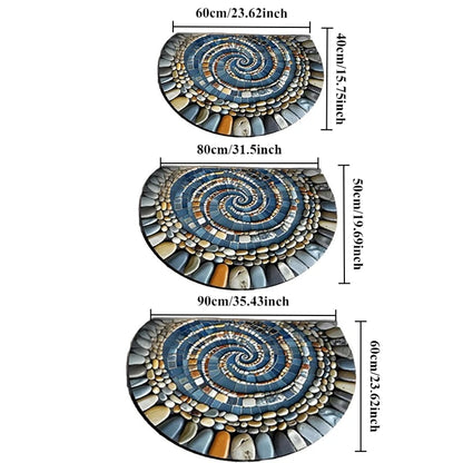 Semi-Circle Crystal Velvet Doormat - Plush, Non-Slip & Wear-Resistant Entrance Mat