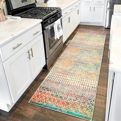 Christmas Red Geometric Rug - American Minimalist, Easy-Clean Entryway Carpet