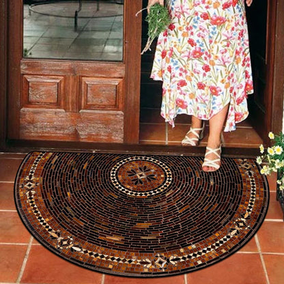 Floral Semi-Circular Doormat - Decorative & Durable Outdoor/Indoor Entrance Rug