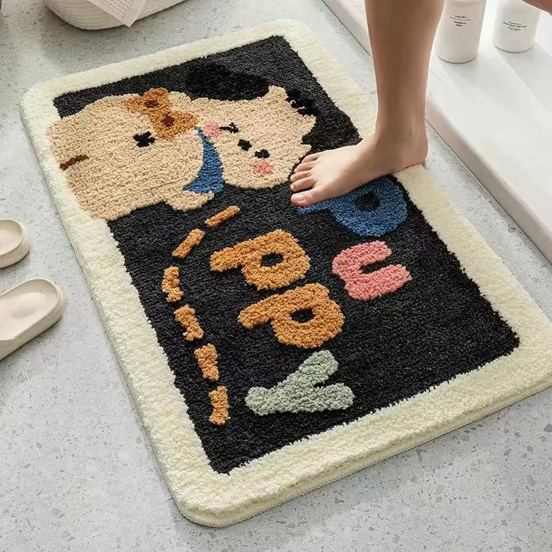 Plush Absorbent Mat - Non-Slip Faux Cashmere Rug for Bathroom & Bedroom Door