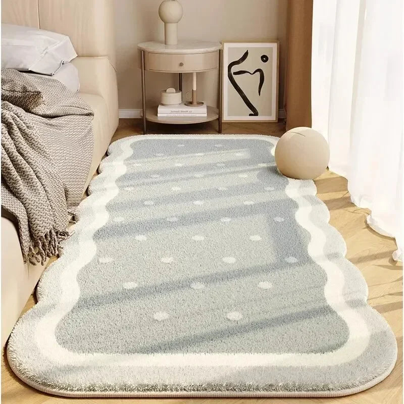 Cream Plush Bedside Rug - Ultra Soft & Non-Slip Faux Cashmere Carpet