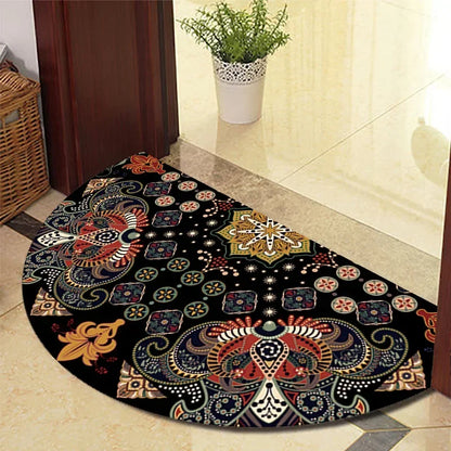 Retro Half-Moon Doormat - Vintage Style Entrance Rug for Living Room & Bedroom
