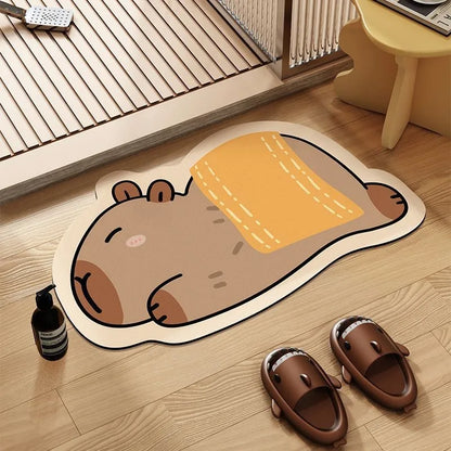 Capybara Diatomite Bath Mat - Quick-Dry, Absorbent & Non-Slip Bathroom Floor Rug