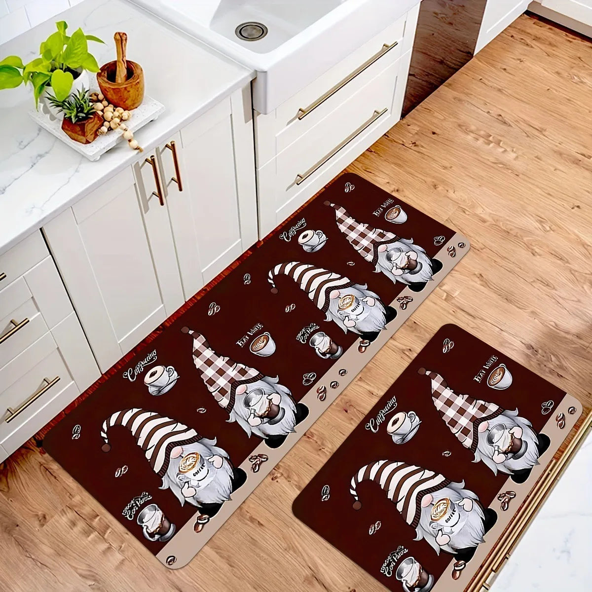 Diatom Mud Kitchen Mat 2-Piece Set, Non-Slip Absorbent Runner, Oil Resistant Easy Clean Floor Mats, Long Strip Rug