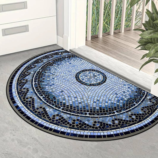 Semi-Circular Marble Doormat - Anti-Slip, Dirt & Wear Resistant Welcome Mat