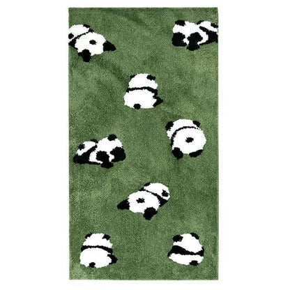 Cute Panda Rug, Faux Cashmere Bedside Carpet, Soft Anti-Slip Nursery Mat, Kids Room Decor, Plush Headboard Carpet for Bedroom