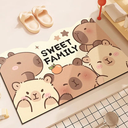Capybara Diatomite Bath Mat - Quick-Dry, Absorbent & Non-Slip Bathroom Floor Rug