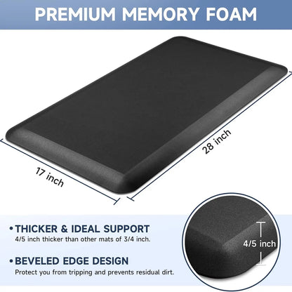 4/5" Thick Anti-Fatigue Kitchen Mat - Non-Slip, Waterproof & Stain Resistant