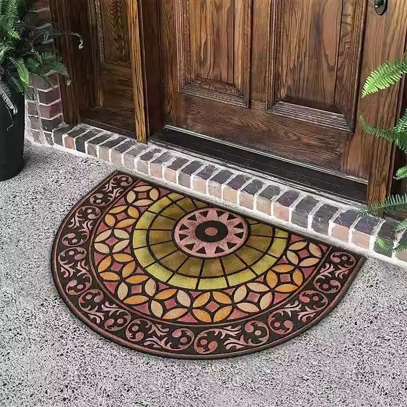 Semi-Circular Outdoor Doormat - Welcome Garden Rug for Entrance & Patio