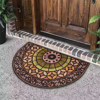 Semi-Circular Outdoor Doormat - Welcome Garden Rug for Entrance & Patio