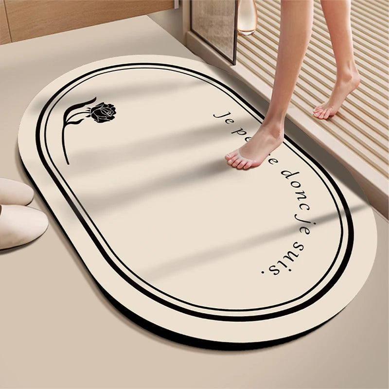 Diatomite Bath Mat - Super Absorbent & Non-Slip Foot Mat for Bathroom and Toilet