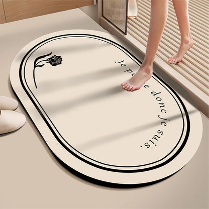Diatomite Bath Mat - Super Absorbent & Non-Slip Foot Mat for Bathroom and Toilet