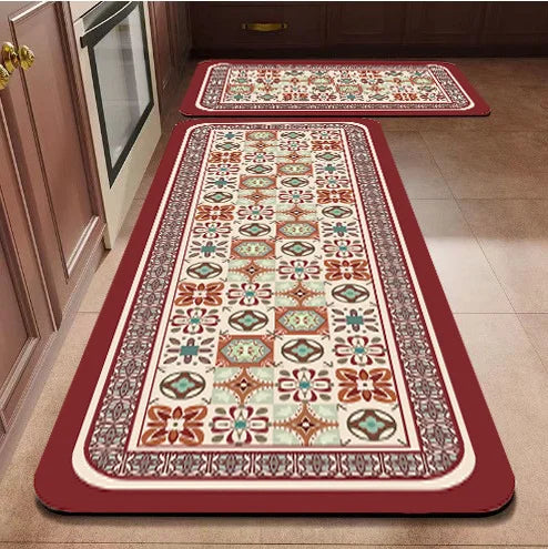 Light Luxury Diatomite Kitchen Mat 2-Piece Set - Absorbent & Anti-Slip Runner Rugs