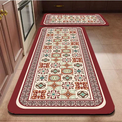 Light Luxury Diatomite Kitchen Mat 2-Piece Set - Absorbent & Anti-Slip Runner Rugs